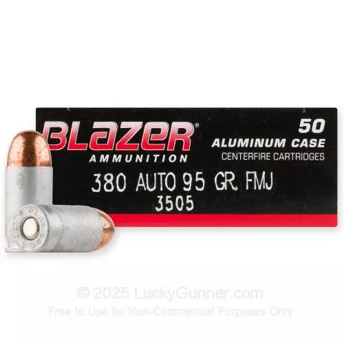 380 Auto – 95 gr FMJ – Blazer – 50 Rounds