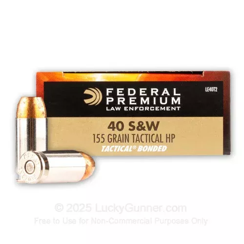 40 S&W – 155 gr JHP Tactical Bonded – Federal Premium Law Enforcement – 50 Rounds