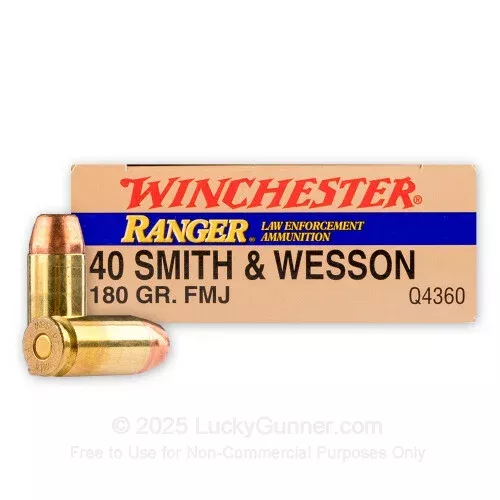 40 S&W – 180 Grain FMJ – Winchester Ranger – 50 Rounds