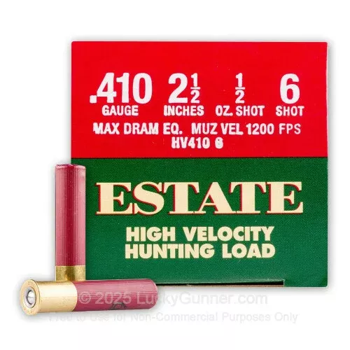410 Bore – 2-1/2″ 1/2 oz. #6 Shot – Estate HV Hunting Load – 250 Rounds