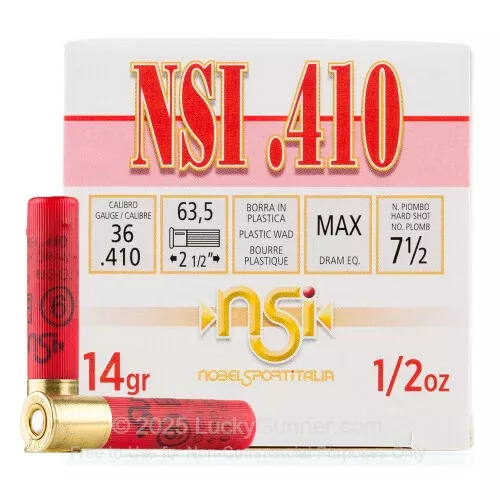 410 Bore – 2-1/2″ 1/2oz. #7.5 Shot – NobelSport – 25 Rounds