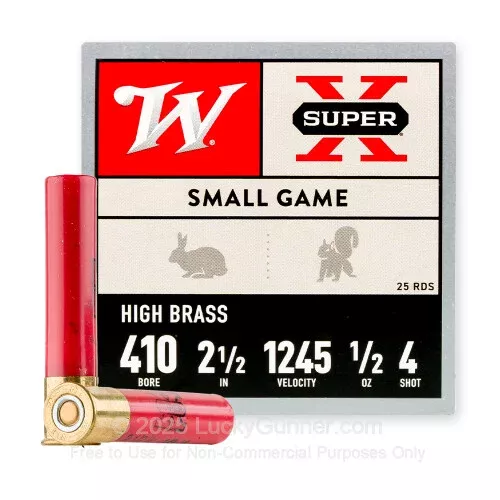 410 Bore – 2-1/2″ #4 – Winchester Super-X – 25 Rounds