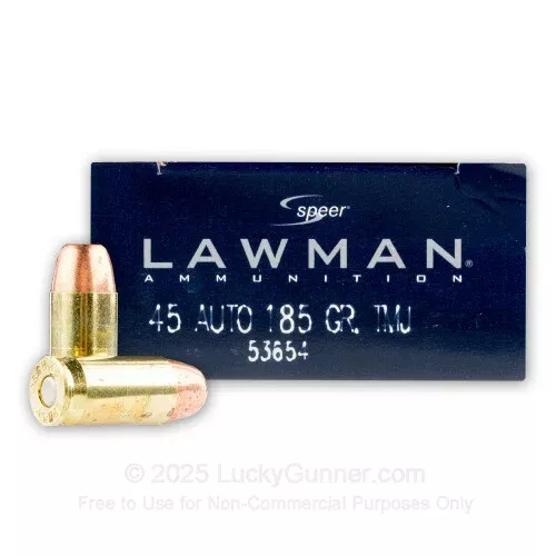 45 ACP – 185 gr FMJ – Speer LAWMAN – 1000 Rounds
