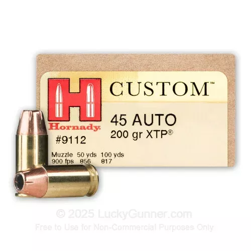 45 ACP – 200 gr JHP – XTP – Hornady – 200 Rounds
