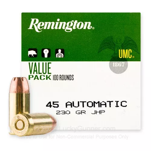 45 ACP – 230 gr JHP – Remington UMC – 100 Rounds