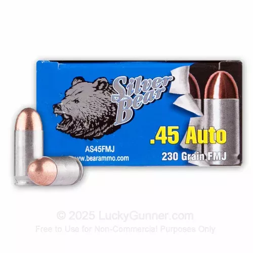 45 ACP – 230 Grain FMJ – Silver Bear – 500 Rounds