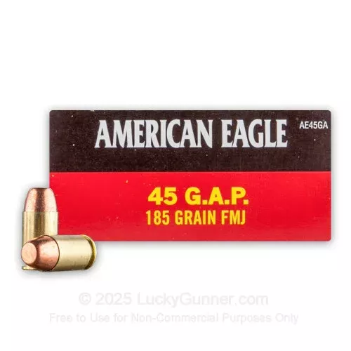 45 GAP – 185 Grain TMJ – Federal American Eagle – 50 Rounds