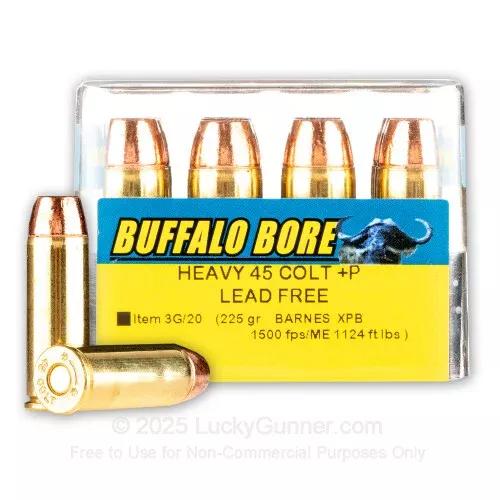 45 Long Colt – +P 225 Grain XPB – Buffalo Bore – 20 Rounds