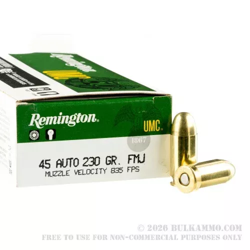 50 Rounds of .45 ACP Ammo by Remington – 230gr MC