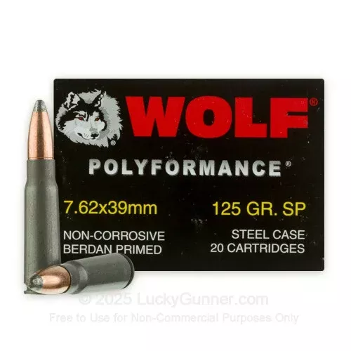 7.62×39 – 125 gr SP – WOLF Polyformance – 20 Rounds