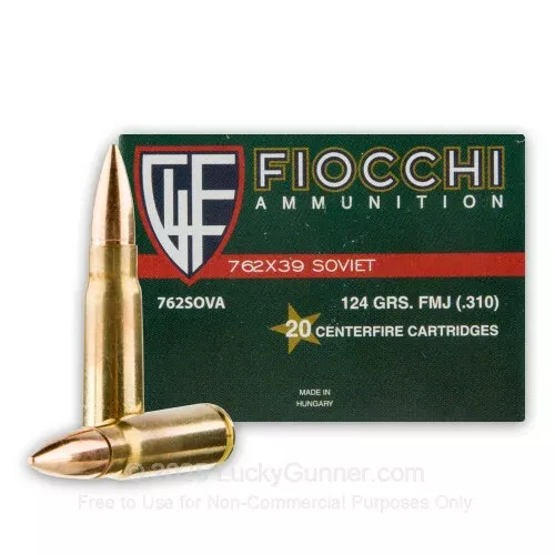7.62x39mm – 124 Grain FMJ – Fiocchi – 20 Rounds