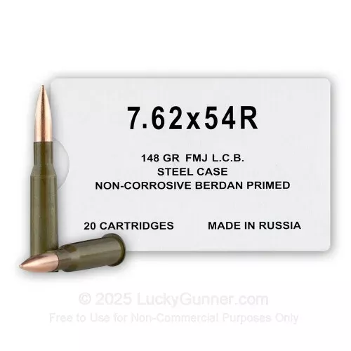 7.62x54r – 148 Grain FMJ – Wolf – 20 Rounds