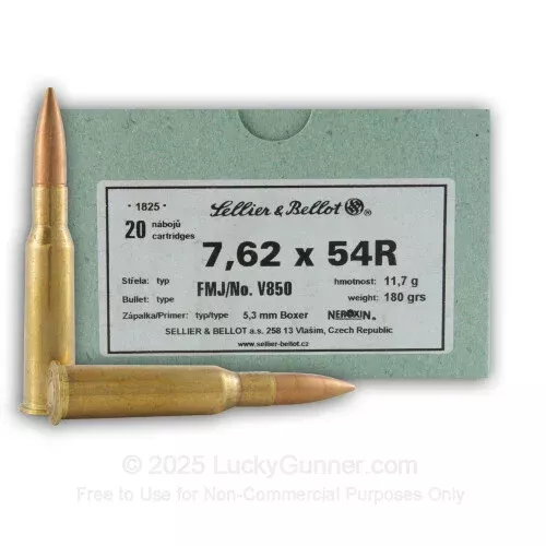 7.62x54R – 180 gr FMJ – Sellier & Bellot – 20 Rounds