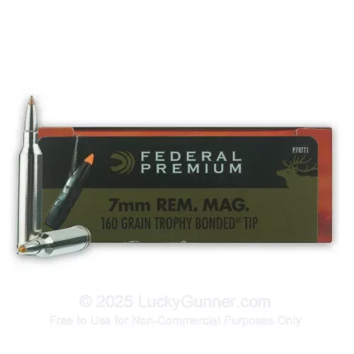 7mm Remington Magnum – 160 Grain Trophy Bonded Tip– Federal Vital-Shok – 20 Rounds