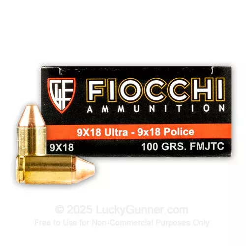 9×18 Ultra – 100 gr FMJ-TC– Fiocchi – 50 Rounds
