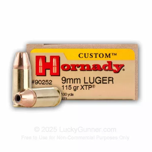 9mm – 115 gr JHP – XTP – Hornady- 250 Rounds