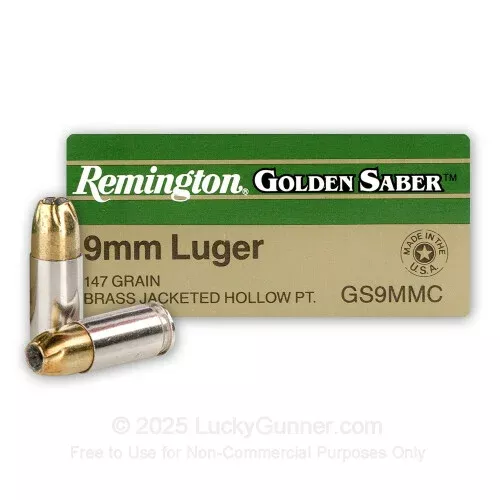 9mm – 147 gr JHP – Remington Golden Saber – 500 Rounds