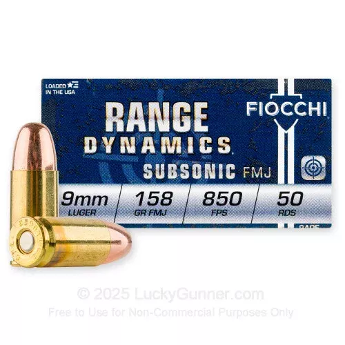 9mm – 158 gr FMJ Sub-Sonic – Fiocchi – 1000 Rounds