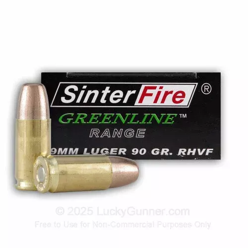9mm – 90 Grain Frangible – SinterFire Greenline – 50 Rounds