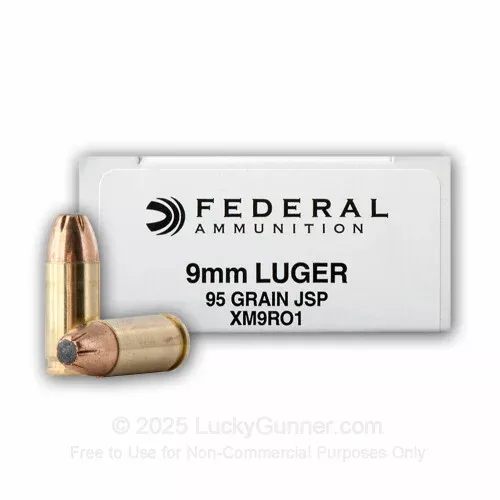 9mm – 95 gr JSP – Federal Ammunition – 1000 Rounds