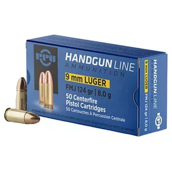 9mm Luger 124gr FMJ PPU Ammo Box (50 rds)
