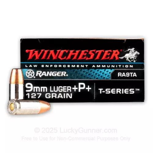 9mm – +P+ 127 Grain JHP – Winchester Ranger T-Series – 50 Rounds