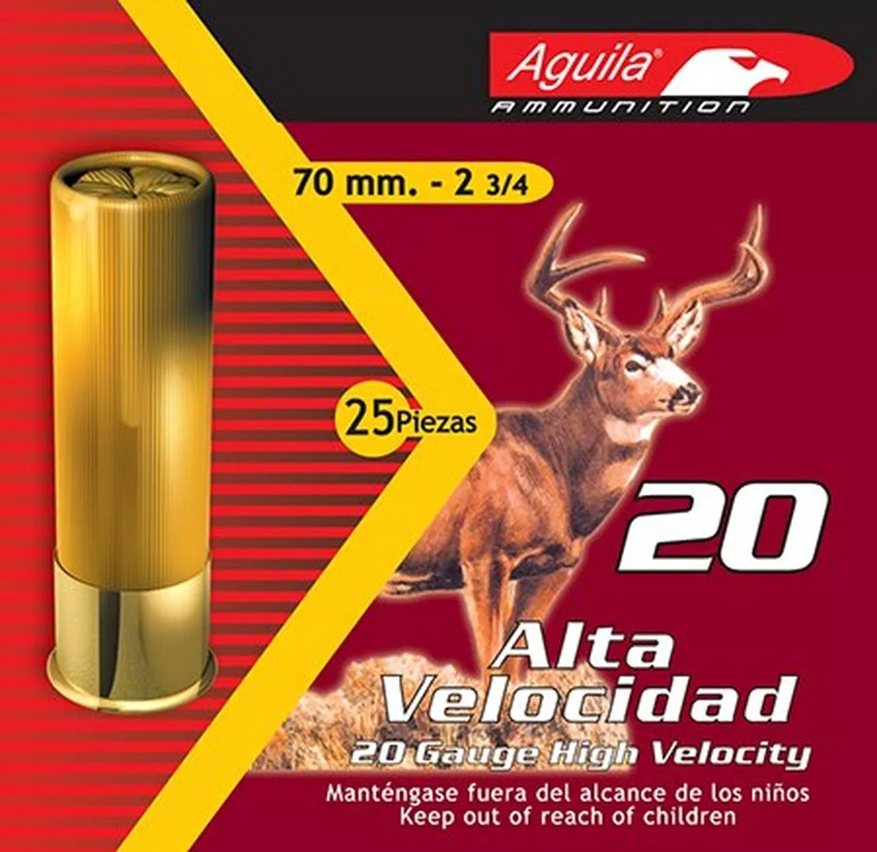 Aguila Field High Velocity 20 Ga, 2.75″, 2-3/4oz, 2 Buck, 25rd/Box