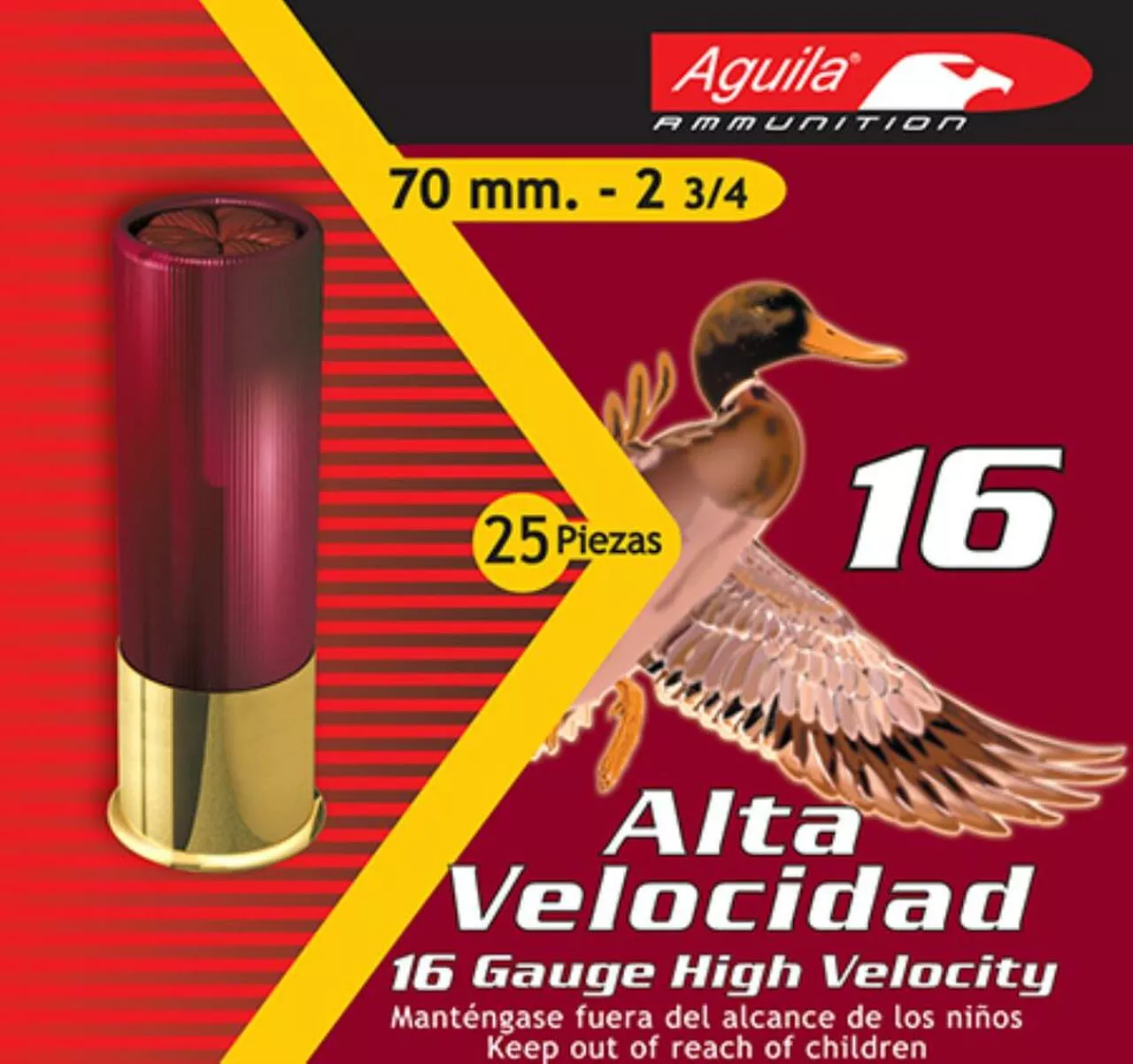 Aguila Hunting High Velocity 16 Ga, 2.75″, 1-1/8 oz, 4 Shot, 250rd/Case (10 Boxes)