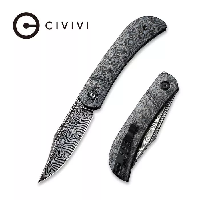 Appalachian Drifter Slip Joint Knife Layered Gray G10 and Rose Pattern Carbon Fiber Handle (2.96″ Black Hand Rubbed Damascus Blade) C2015DS-1 – UK FRIENDLY CARRY KNIFE – – Weapons Galore