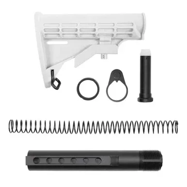 AR-15 .223/5.56 Collapsible Carbine Stock – Cerakote Bright White W/ 6-Position Buffer Tube Kit – Mil-Spec