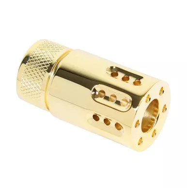 AR-15 Mini Slip Over Barrel Shroud With Multi Port Muzzle Brake – 24K Gold Plated