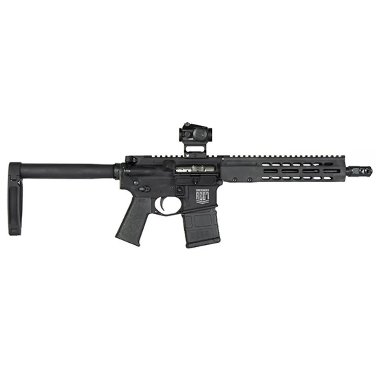 Barrett REC7 DI Fighter 223 Rem/5.56mm, 10.25″ Barrel, 1:7 Twist, Black Anodized, Gear Head Works Tailhook MOD 1 Pistol Brace, Magpul Grip, Brake, Geissele ALG Trigger, Vortex CF-RD1 Red Dot Sight
