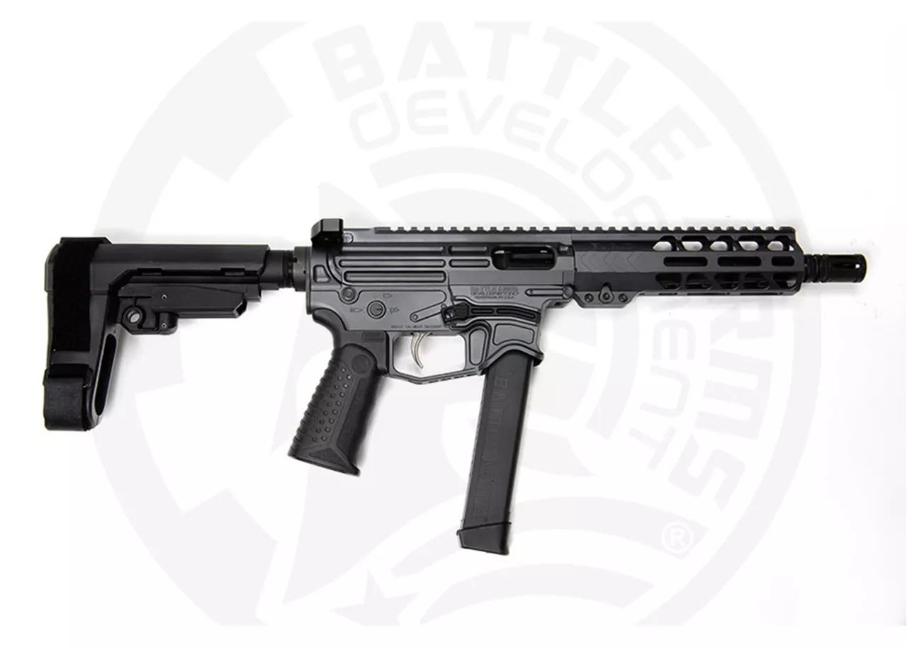 Battle Arms Development Xiphos 9P 9mm, 8″ Barrel, SBA3 Brace, Battle Arms Grey, 33rd