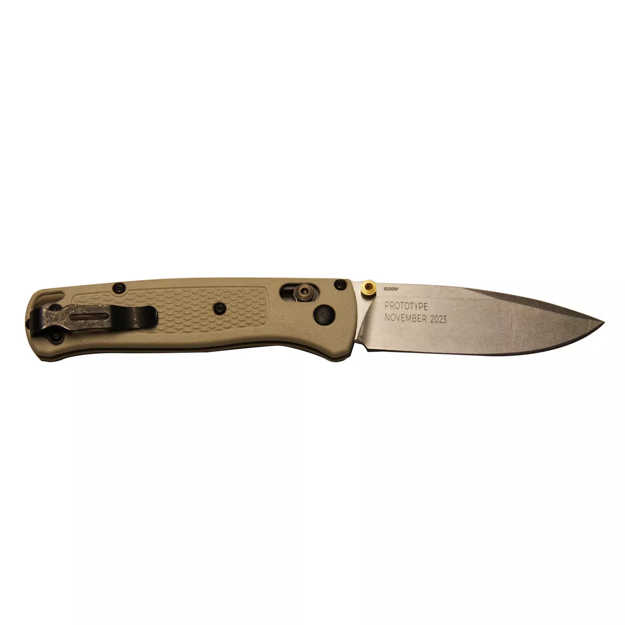 Benchmade Bugout Tan Grivory Drop-Point 3.2″ Prototype 2023