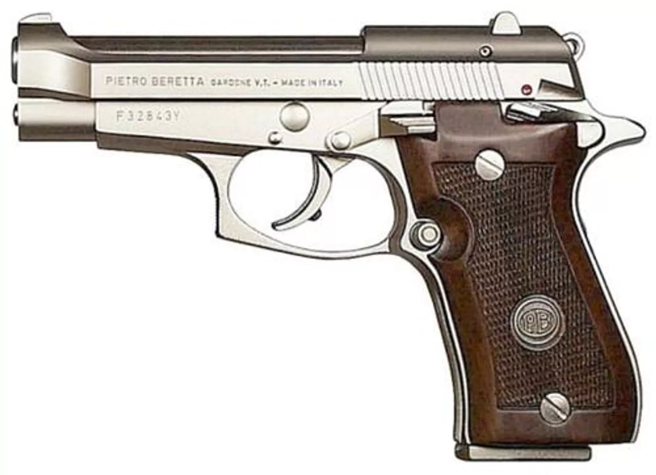 Beretta 85F .380 ACP, Double Action, Nickel, Wood Grips, 8rd