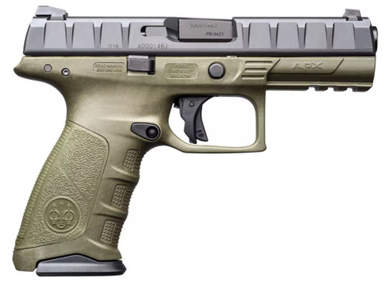 Beretta APX 9mm, 10rd, OD Green Frame, Black Slide, 3-Dot Sights