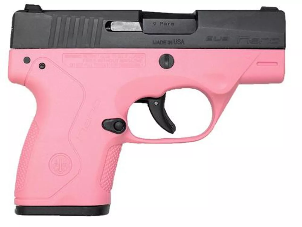 Beretta Nano 9mm 3″ Barrel Fixed Sights, Black Matte/Rosa Pink Frame, 8rd Mag