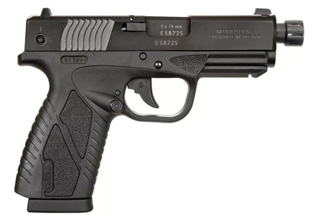 Bersa BPCC 9mm, 4″ Barrel, Integral Grip, Black Frame, Black Steel Slide, 8rd