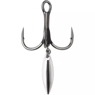 Bladed Hybrid Treble Short 1X Black Nickel Hook Size 2, 2 Pack