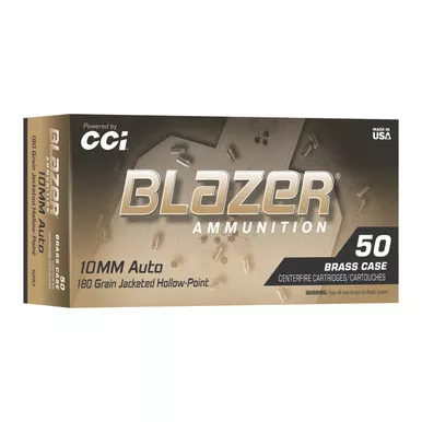 Blazer Brass 10mm Auto Ammo 180 Grain Jacketed Hollow Point Box of 50