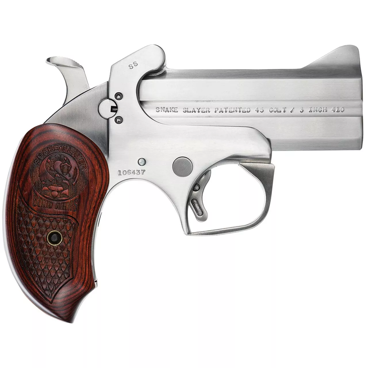 Bond Arms Snake Slayer .45 Colt/410 3.5″ Barrel SS Finish Extended Rosewood Grips 2 Shot