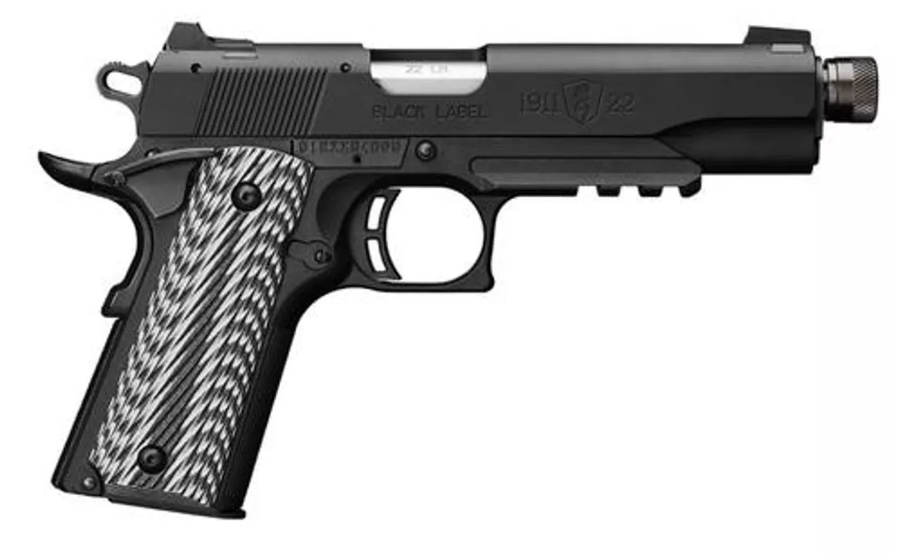 Browning 1911-22 Black G10 Grips 4.8′ Threaded Barrel, Silerncer Ready