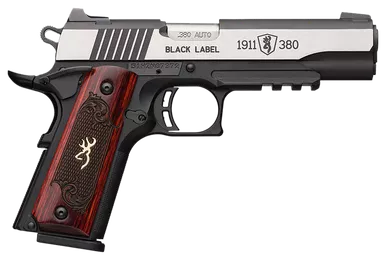 Browning 1911-380 Black Label Medallion Pro .380 ACP Pistol 3.625" Barrel 8+1 Round Black with Silver Slide and Wood Grip