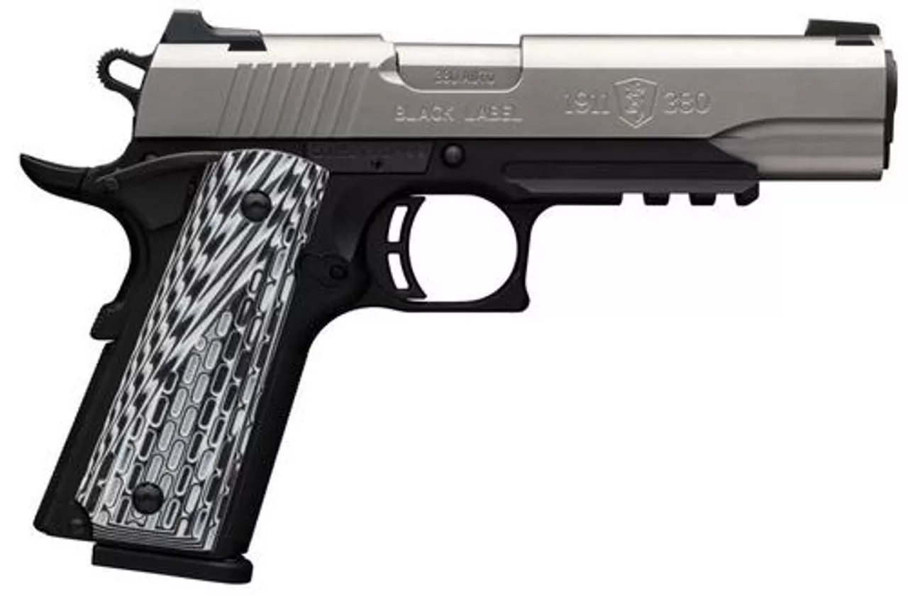 Browning 1911-380 Black Label Pro Single 380 ACP, 4.25″, SS, Rail, Black, Night Sights,, rd , 8 rd