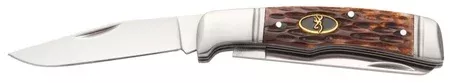 Browning 3220012 Joint Venture 2.88″ Folding Drop Point/Spey Point Plain 8Cr13MoV SS Blade Brown Jigged Bone Handle