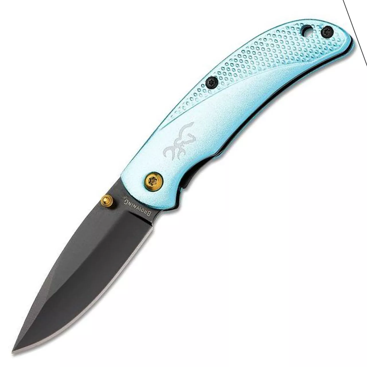 Browning Prism III Folding 2.38″ Black Drop Point Sky Blue Aluminum