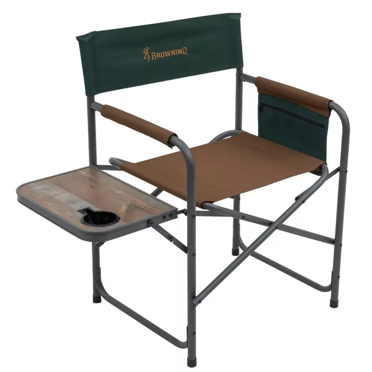 Browning Ridgeview Camping Seat With Side Table Brown/Green