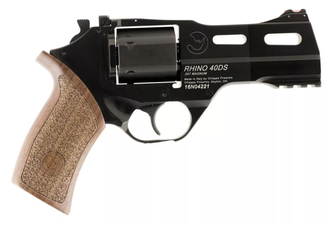 Chiappa Rhino 40DS, .357 Mag, 4″, SA/DA, 6rd, Walnut Grip, Black Finish