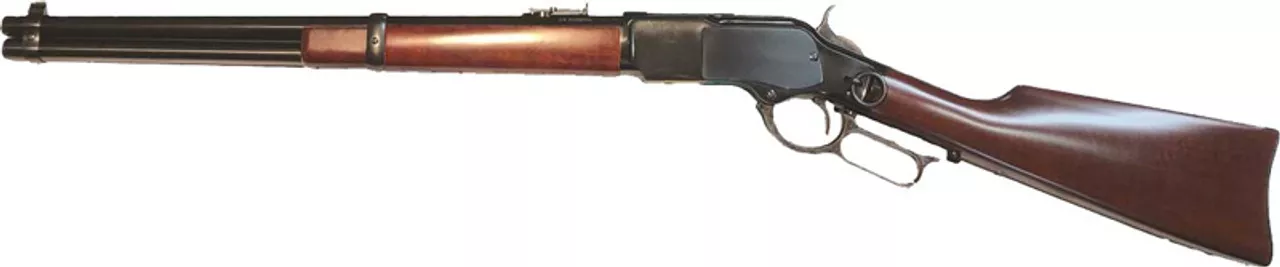 Cimarron U.S. Marshal Indian Territory Carbine, Saddle Ring, 44 Special, 18.5″Barrel, Walnut, Blued, 9rd