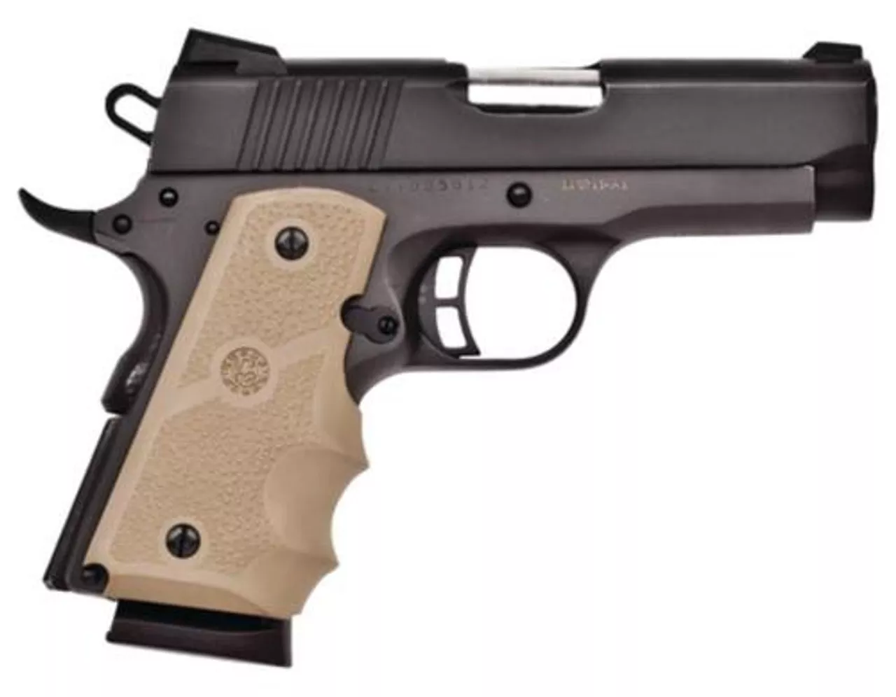 Citadel M-1911 Compact 45 ACP 3.5″ Barrel Matte Black Hogue Grip Sand 7rd